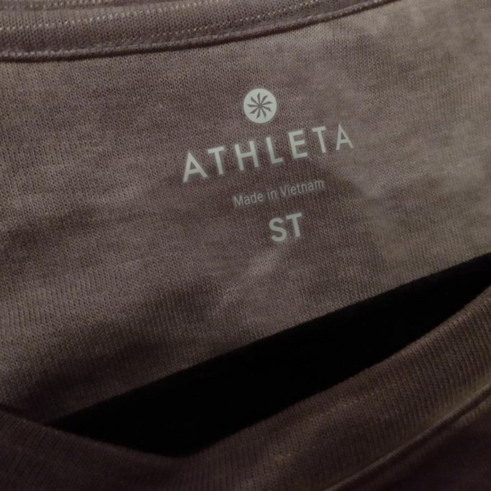 Athleta Small tall, plum sweatshirt dress, distressed, washed look at seams - Picture 7 of 8